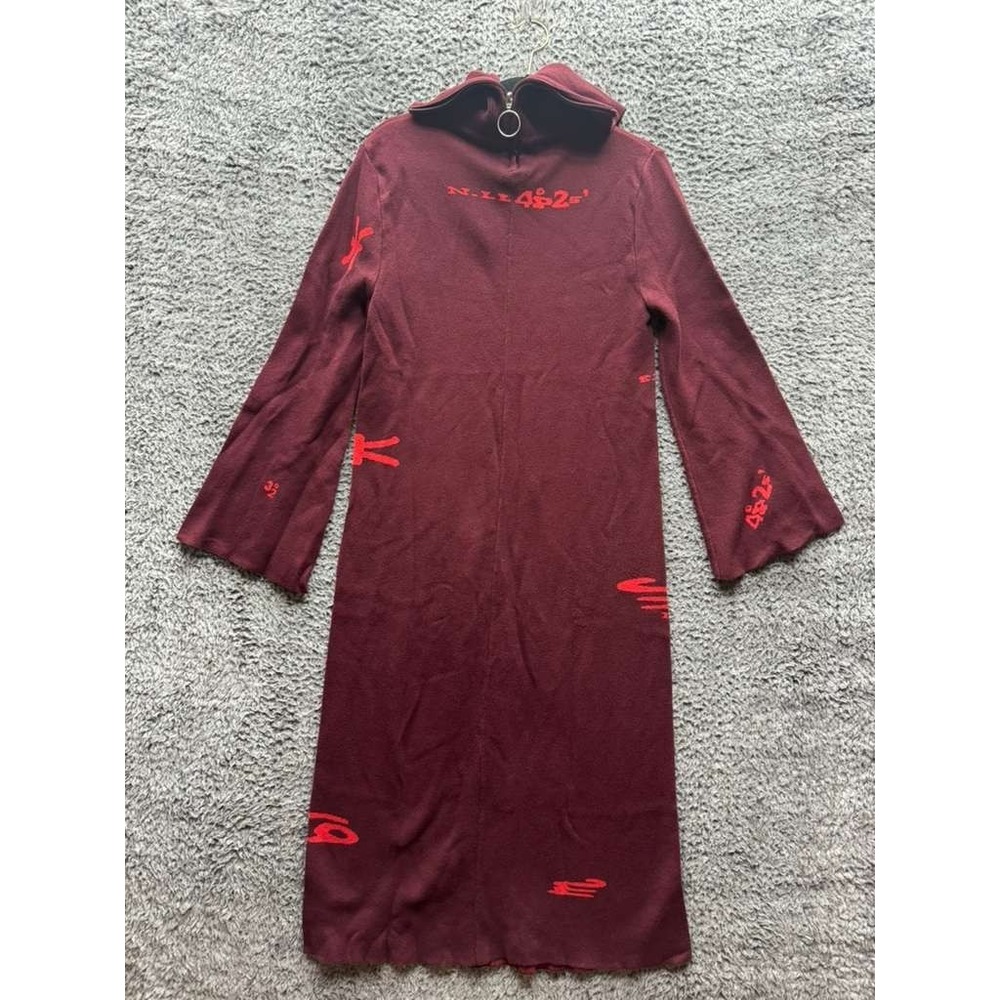 Hosbjerg Ida Corsa Pullover‎ Long Sleeve Maxi Sweater Dress Wine Womens Size S